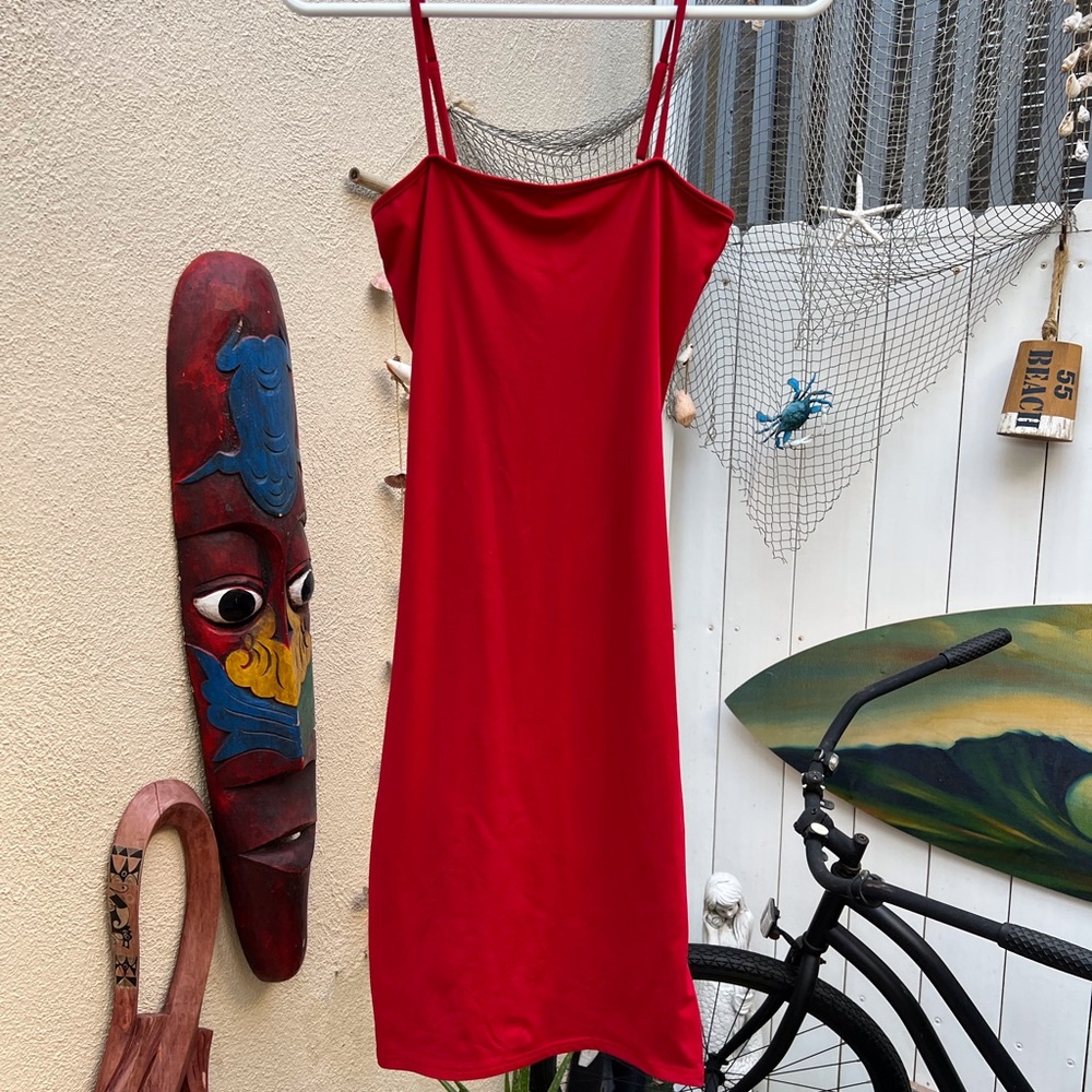 Spaghetti strap bodycon midi dress